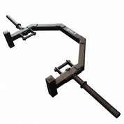 Gorila Open Hex Bar 2.0 front angle studio view showing open-frame hex design, integrated deadlift jack, and rackable structure built in Canada for strength training versatility.