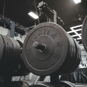 Gorila Ox 25LB bumper plates loaded on Plate Storage – heavy-duty rubber weights for deadlifts and strength training.