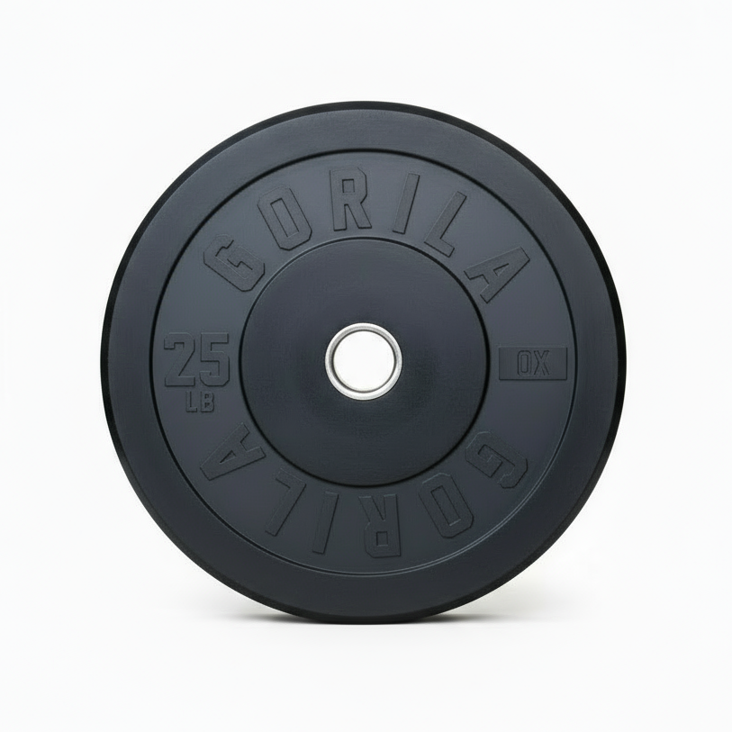 Gorila Ox 25LB bumper plate pair – premium low-bounce plates for powerlifting, CrossFit-style workouts, and home gyms.