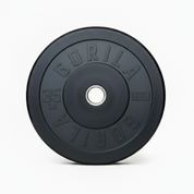 Set of Gorila Ox 35LB bumper plates in matte black finish – shock-absorbing rubber plates designed for Canadian gyms.