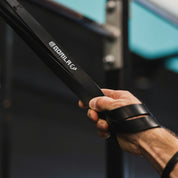 Gorila black resistance band in use, light 41 in for warm-ups, rehab, and light pull-up assistance