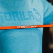 Gorila red resistance band in use, very light 41 in for mobility, activation, and technique work