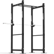 Gorila Roller J-Cups installed on full power rack setup, ideal for Olympic lifting and strength training gyms.