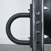 Side view of the Gorila Rope Attachment Anchor showing the U-shaped steel ring welded to the plate with protective powder coat for durability.
