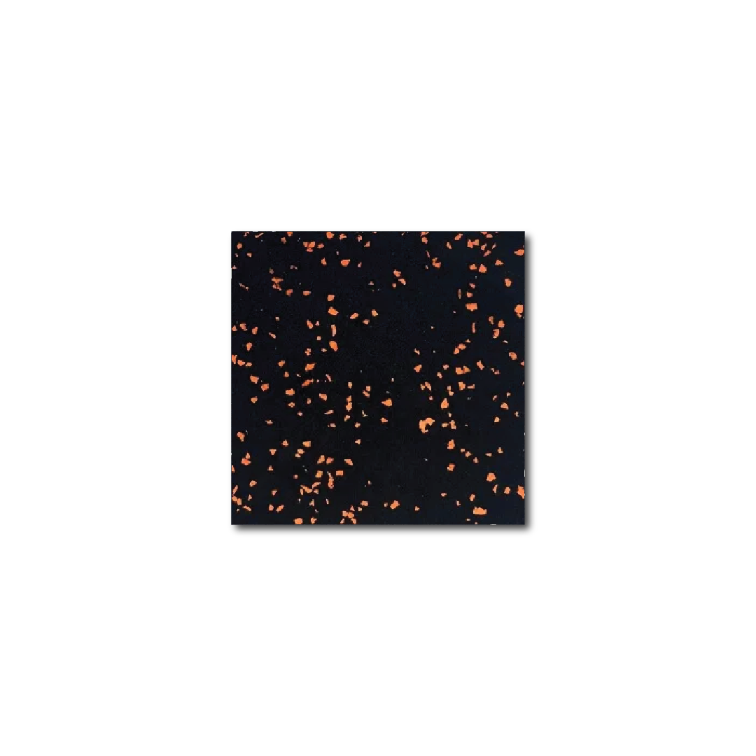 Orange-speckled Gorila Rubber Gym Flooring Roll offering resilient impact protection and modern design for home and commercial gym spaces