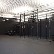 Gorila Rubber Gym Flooring Rolls installed in commercial training facility, made in the USA from 100% recycled rubber for professional gyms and CrossFit boxes