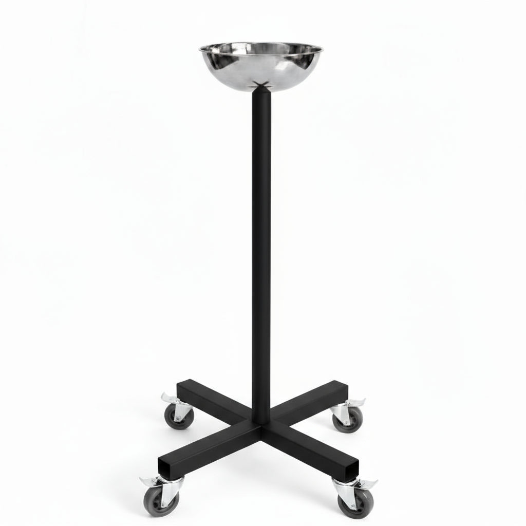 Gorila 36" Standing Chalk Bucket with wheels – mobile gym chalk holder built from 11-gauge steel with stainless steel bowl, designed for weightlifting and powerlifting gyms.