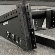 Gorila Venom GHD attached to a 3x3 power rack upright, demonstrating perfect fit and stable alignment for glute ham developer movements.