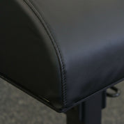 Macro shot of the Gorila Venom GHD dual pads showing textured stitching, curvature, and supportive foam density for ergonomic comfort.