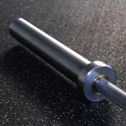 Sleeve bushing and bearing detail of Gorila Women Training Bar 2.0 – bright zinc plated sleeves for smooth rotation and long-lasting durability during high-rep Olympic lifting workouts