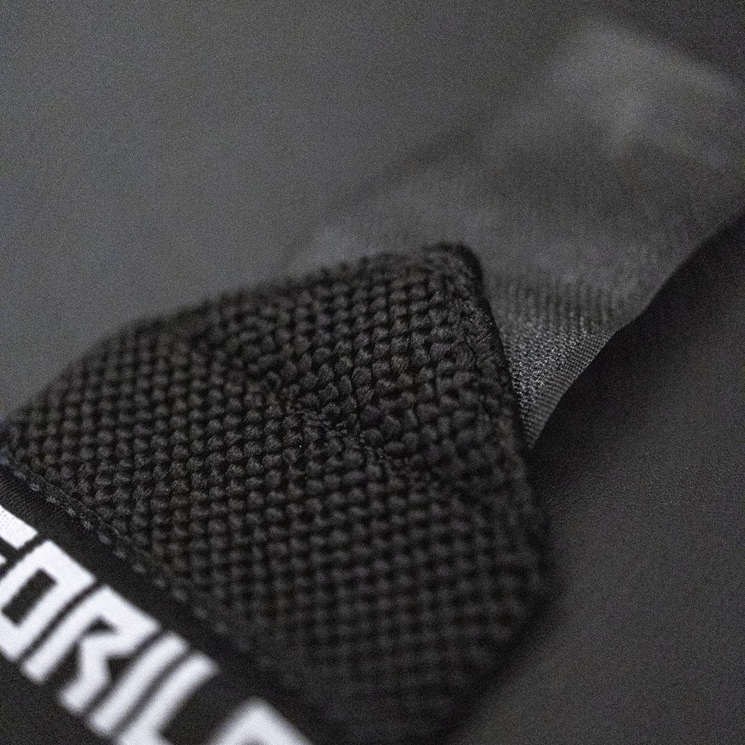 Macro shot of Velcro attachment and woven material on Gorila Wrist Wraps.