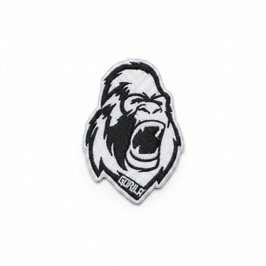 Gorila Velcro® Patch - Gorilla Head logo in Black and White for weight vests and gym bags or accessories.