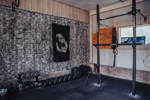 Basement gym setup in a Canadian home