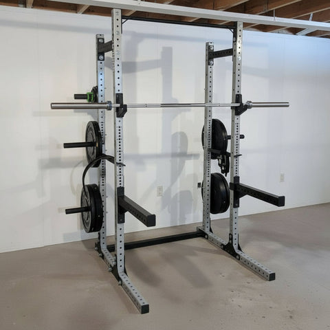 Home gym in Canada with a Gorila Fitness power rack