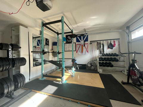 Home gym power rack setup from a Canadian customer