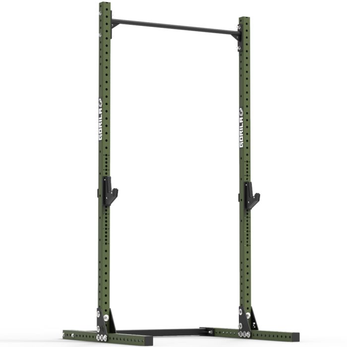 Gorila J90 Squat Stand with Pull-Up Bar – Heavy-Duty & Versatile for Strength Training | Angled View (Green)