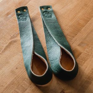 Gorila Oly Leather Lifting Straps - Green - Pair