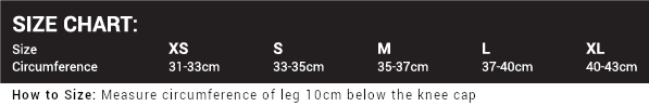 Rehband Knee Sleeves Size Chart | Gorila Fitness Canada